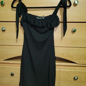 Black Frill Tie Shoulder Body on Dress
